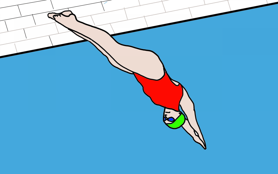 une femme plonge dans une piscine