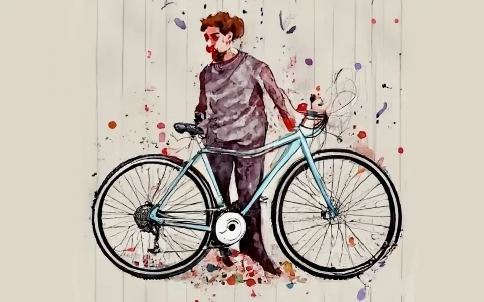 cycliste à pied généré par craiyon