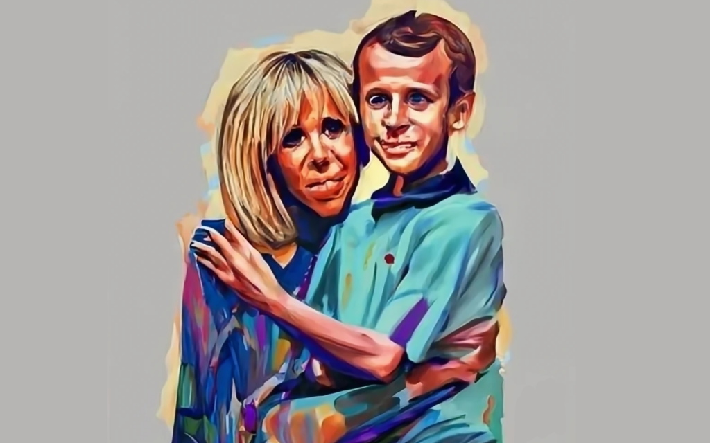 Brigitte macron et Emmanuel enfant généré par craiyon