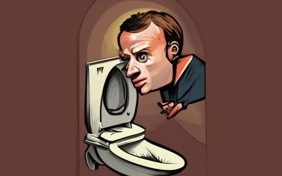 macron aux toilettes généré par craiyon