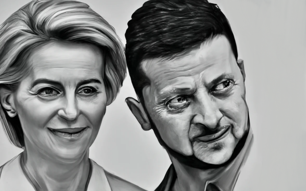 Ursula von der Leyen et Zelensky généré par craiyon