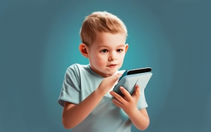 un enfant avec une tablette généré par crayion