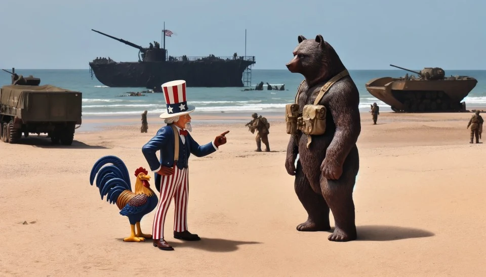 macron loncle sam et ours russe