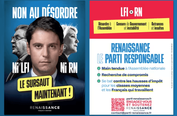 Le tract présenté en bureau exécutif du parti Renaissance, mercredi 29 janvier 2025. (DOCUMENT FRANCEINFO)