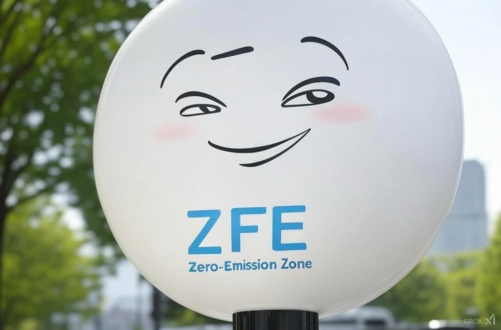 Panneau de restriction ZFE interdisant l’accès aux véhicules anciens dans une ville française.