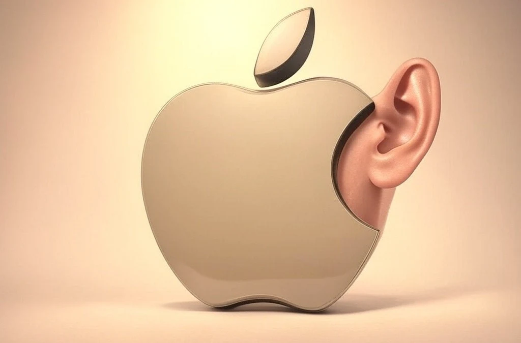 Logo Apple avec une oreille cachée derrière