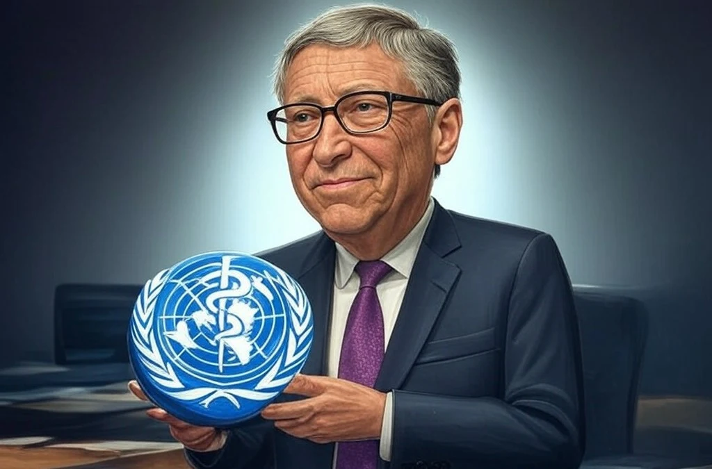 Siège de l’OMS à Genève, alors que la Russie remet en question son adhésion et pointe l’influence de Bill Gates sur l’organisation mondiale de la santé.