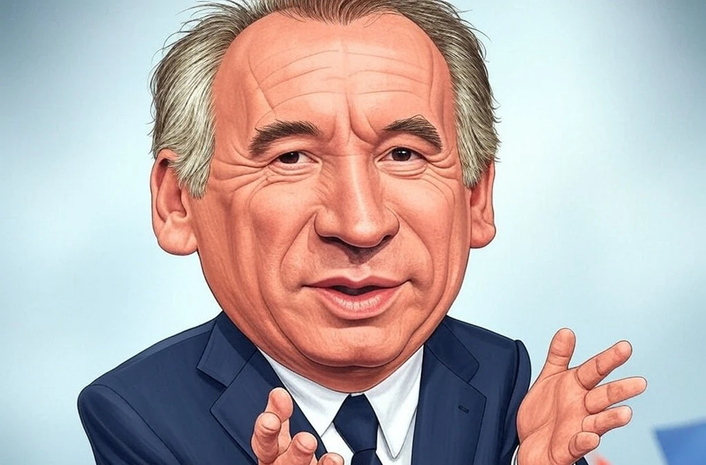 François bayrou avec un Graphique illustrant le déficit des retraites en France selon François Bayrou et la Cour des comptes, avec une comparaison des prévisions 2024-2045.