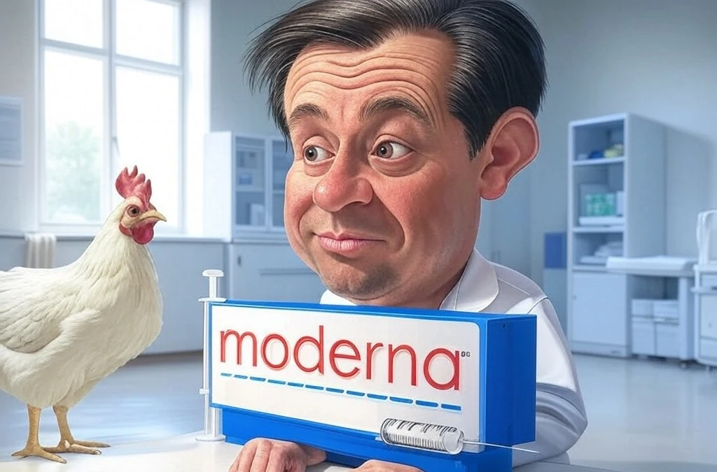 Logo de Moderna en chute libre après l'annonce du retrait de financement.