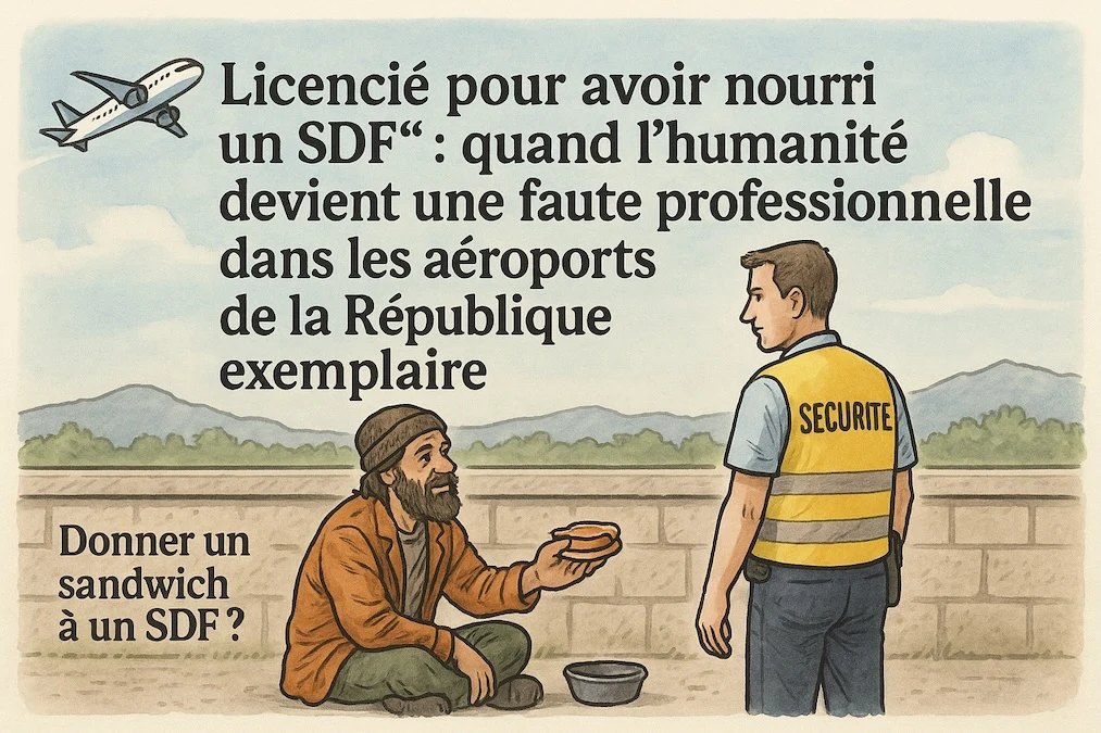 Titre de France 3 montrant qu’un employé d’aéroport a été licencié pour avoir donné des sandwiches à des SDF.
