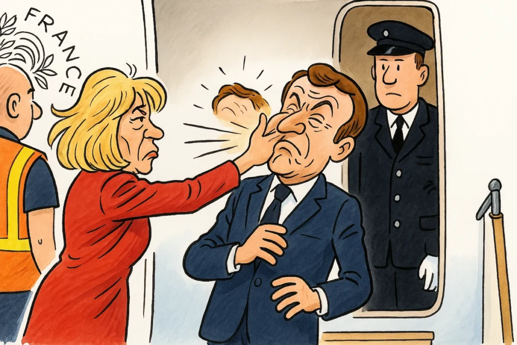 Brigitte Macron semble gifler Emmanuel Macron à l'aéroport d'Hanoï