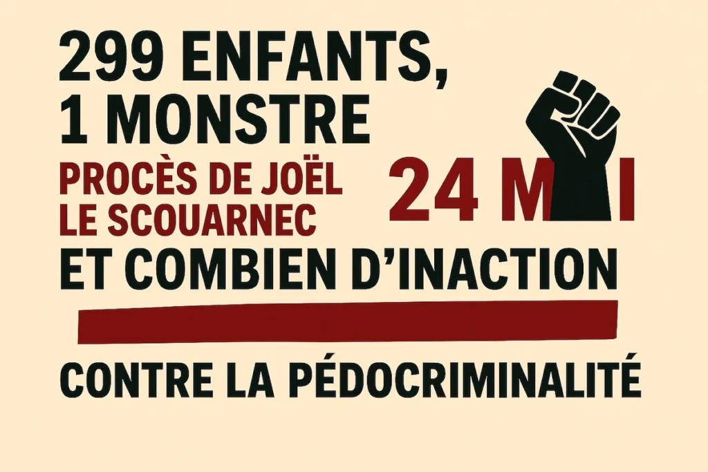 Affiche mobilisation affaire Le Scouarnec, 24 mai contre pédocriminalité