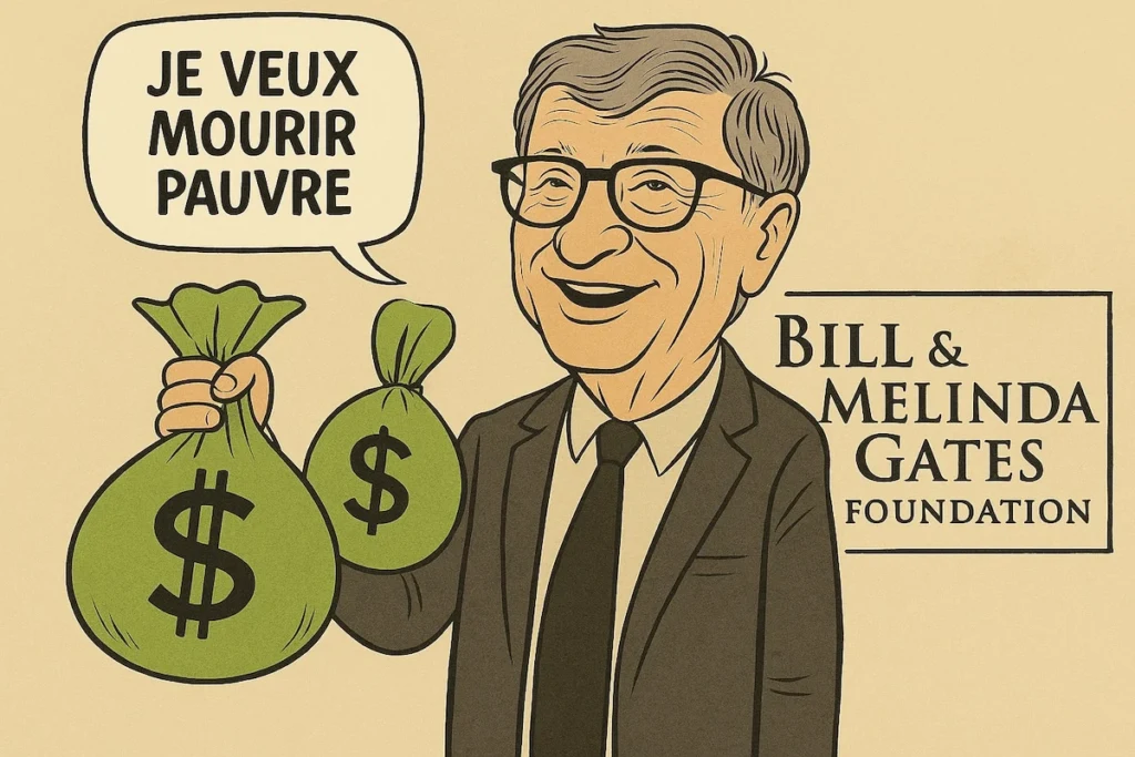 Bill Gates tendant un globe terrestre comme une offrande philanthropique