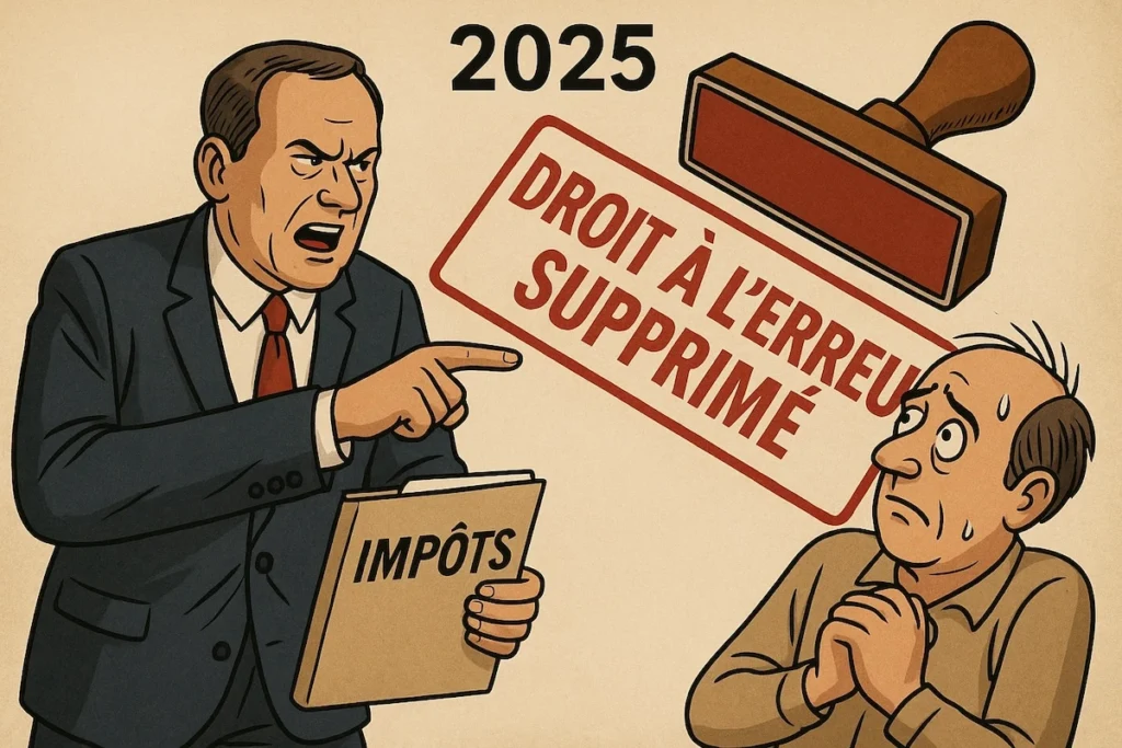 Illustration de la suppression du droit à l’erreur fiscal en 2025