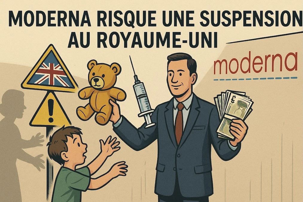 Moderna scandale suspension Royaume-Uni vaccins enfants
