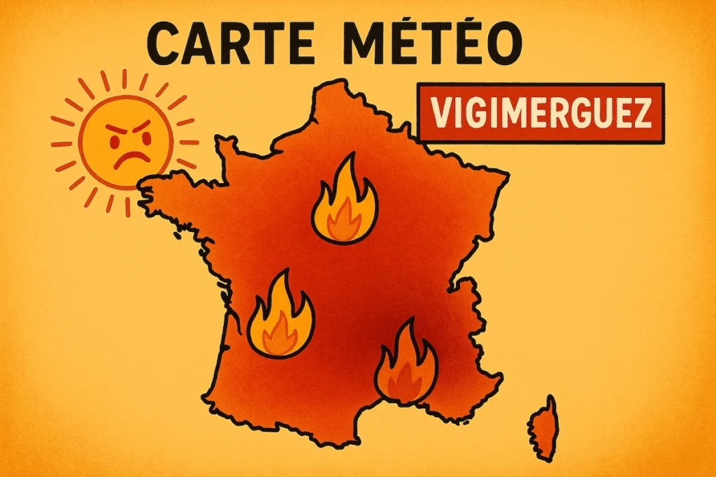 Carte météo rouge canicule comme outil de propagande climatique