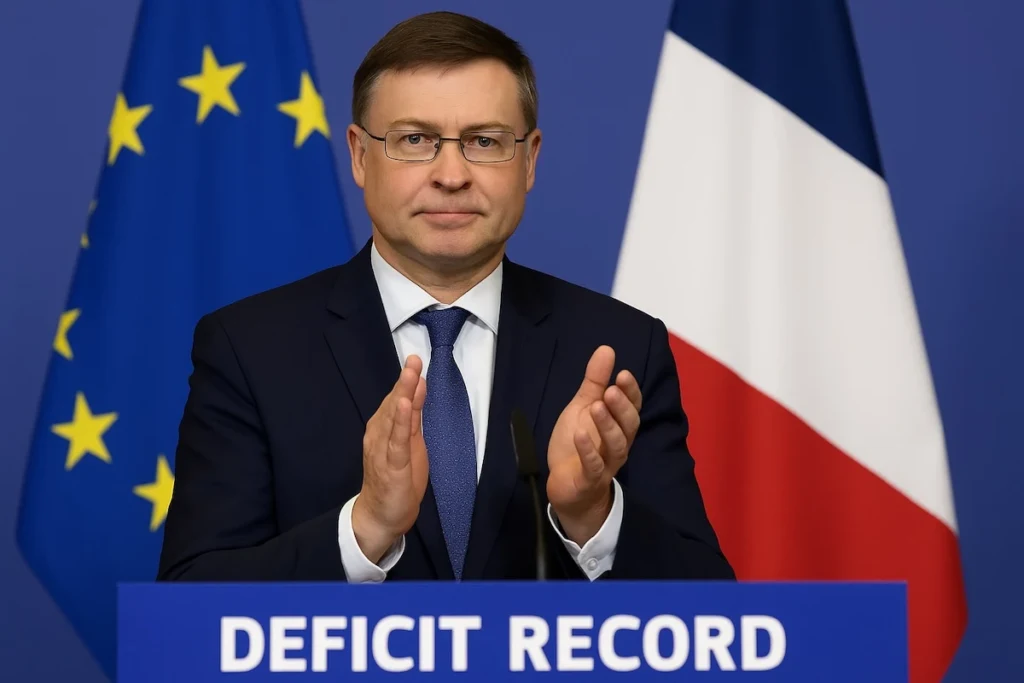 Commissaire européen applaudissant un déficit record français