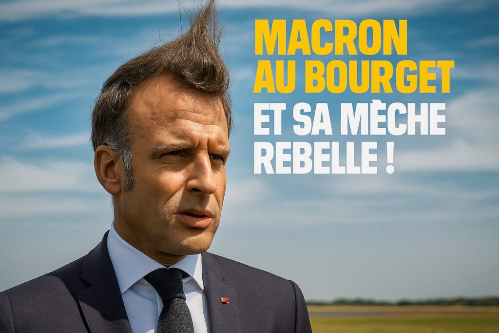 Emmanuel Macron au Salon du Bourget avec une mèche de cheveux rebelle