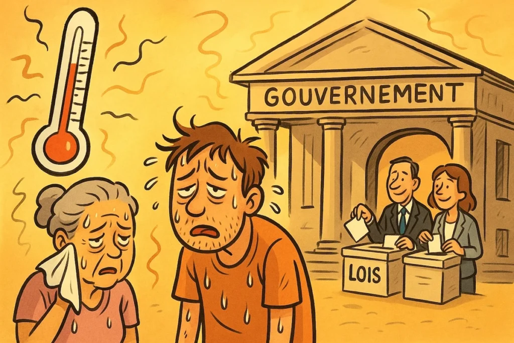 Thermomètre explosé, lois votées en douce, citoyens assommés par la chaleur – mais pas que…