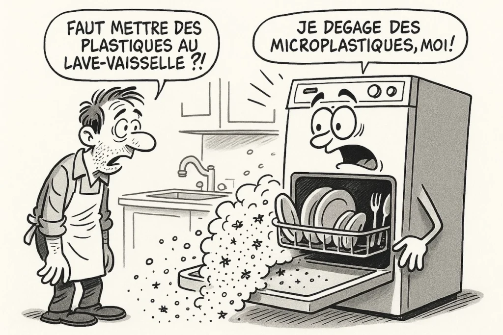Lave-vaisselle qui libère des microplastiques dans l’eau
