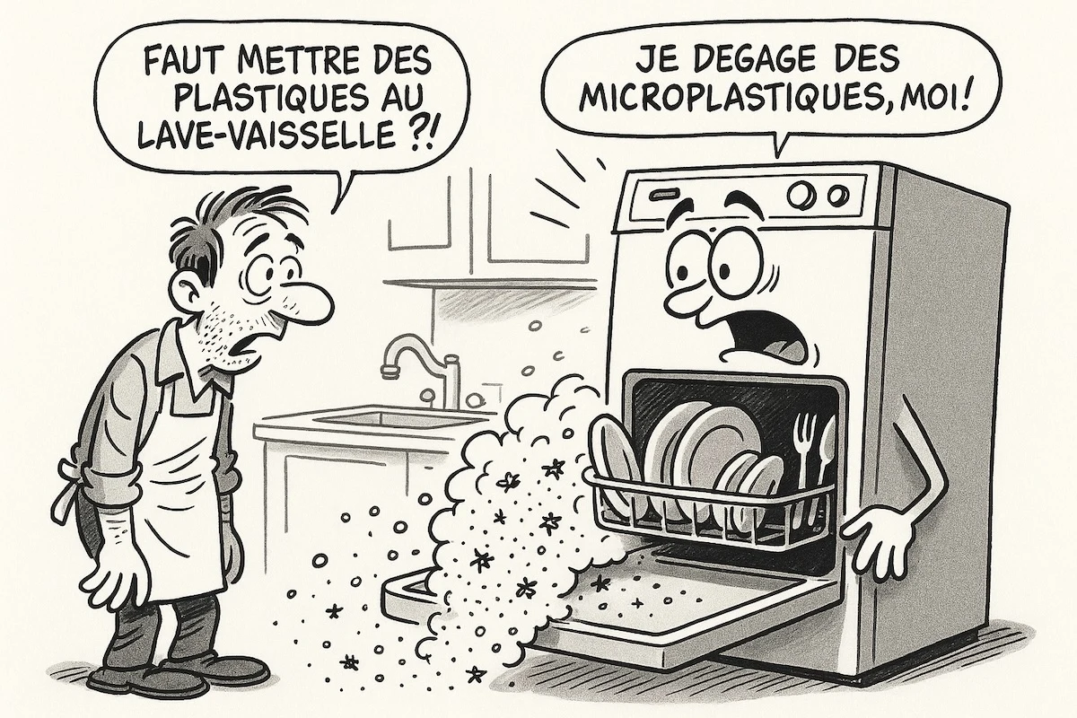 Lave-vaisselle qui libère des microplastiques dans l’eau