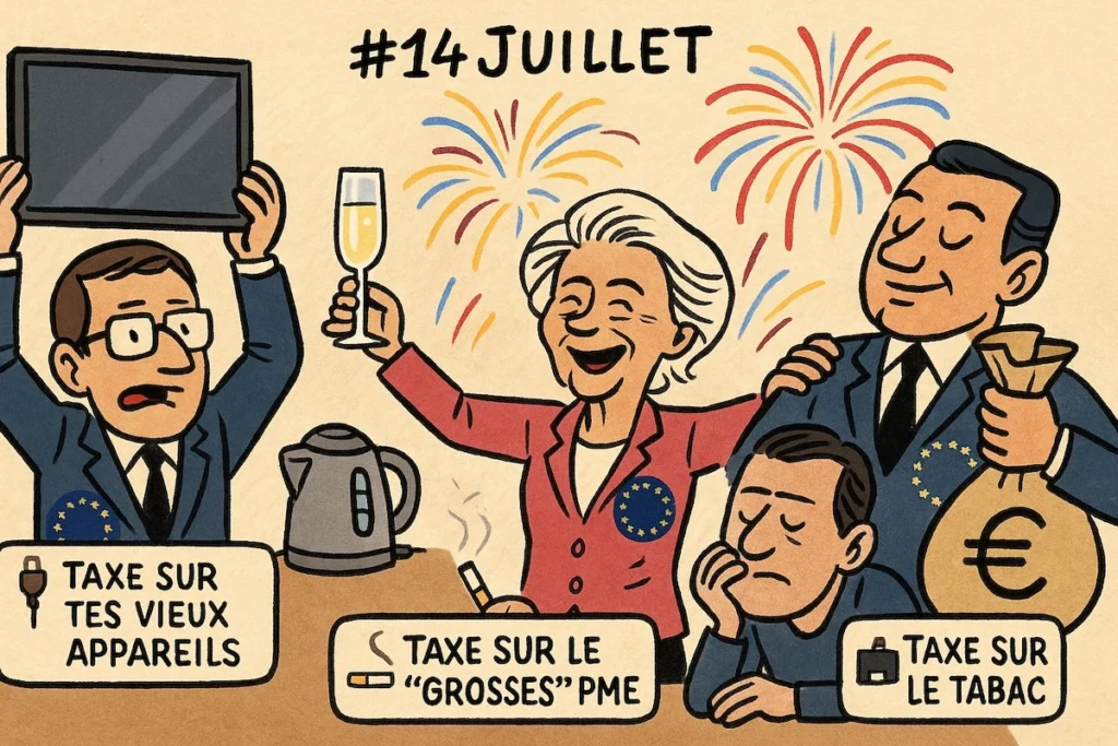 Commission européenne qui fête le 14 juillet en taxant les citoyens