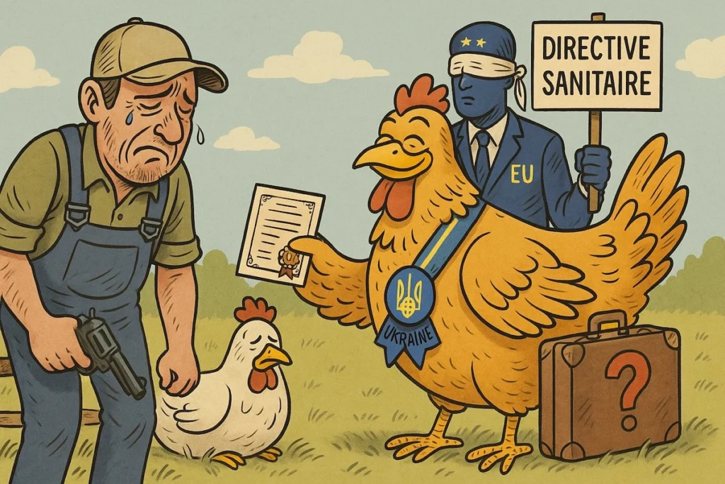 Éleveurs français contraints d’abattre 8 250 poules saines à cause d’une poussière suspecte de salmonelle.