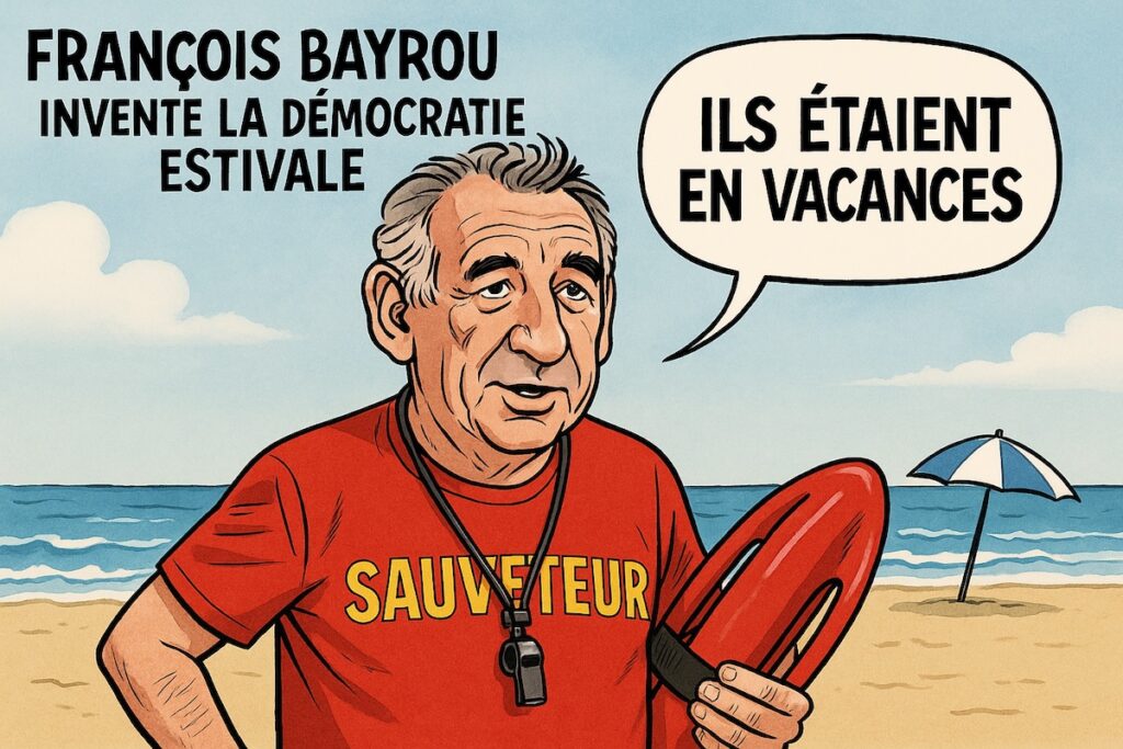 François Bayrou expliquant que la démocratie française attend la fin des vacances pour fonctionner