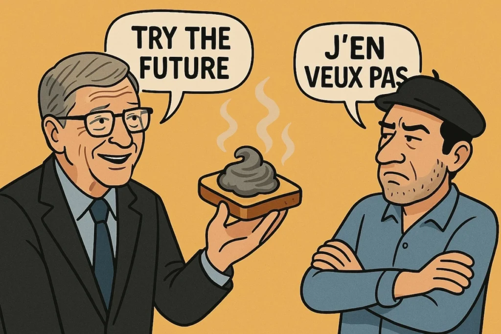 Illustration sarcastique beurre au carbone Bill Gates
