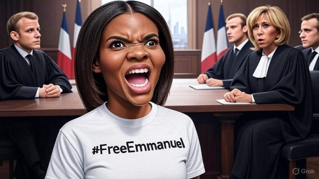 Candace Owens t-shirts #FreeEmmanuel pour le procès Macron