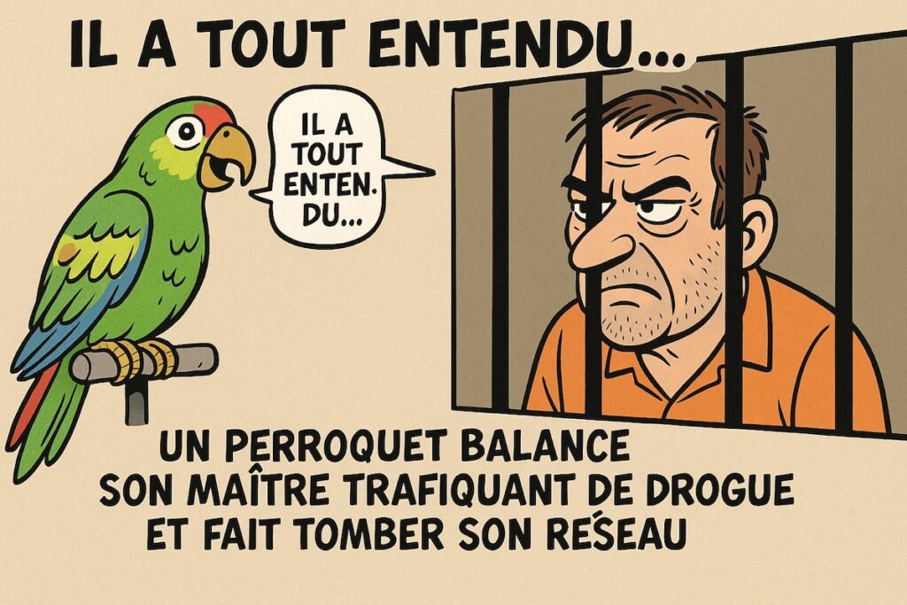 Perroquet délateur trahissant son maître trafiquant de drogue