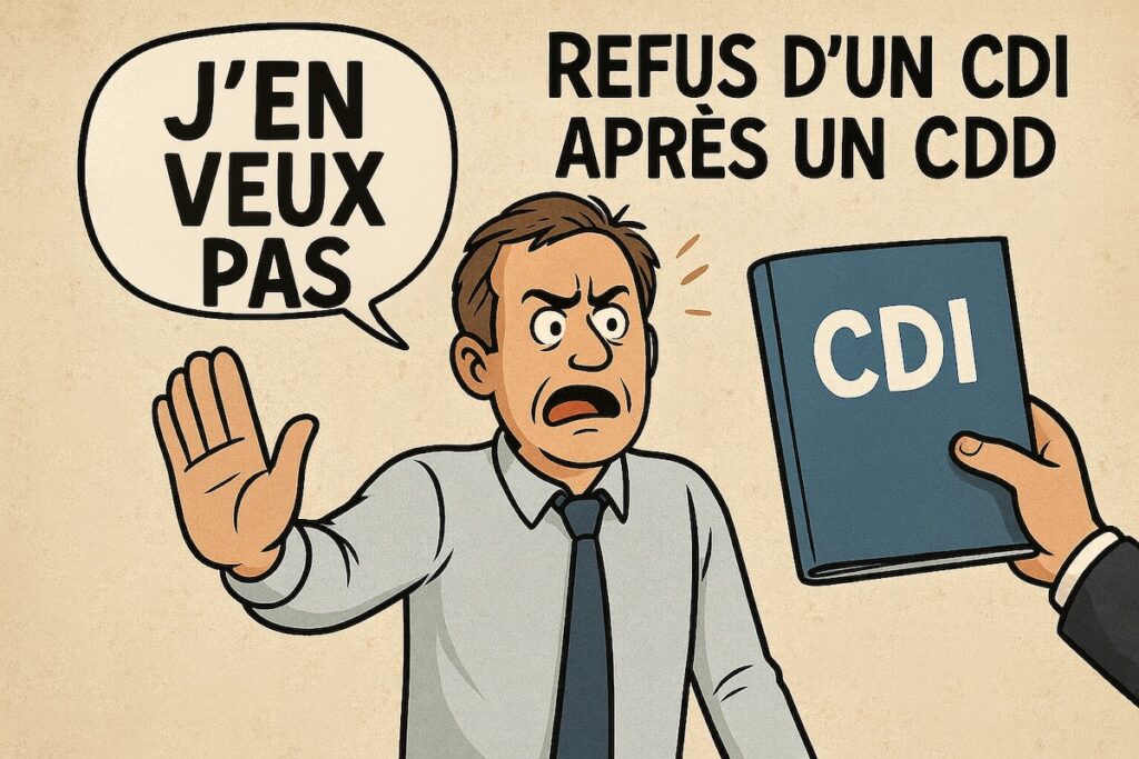 Illustration sarcastique refus CDI après CDD Conseil d’État chômage