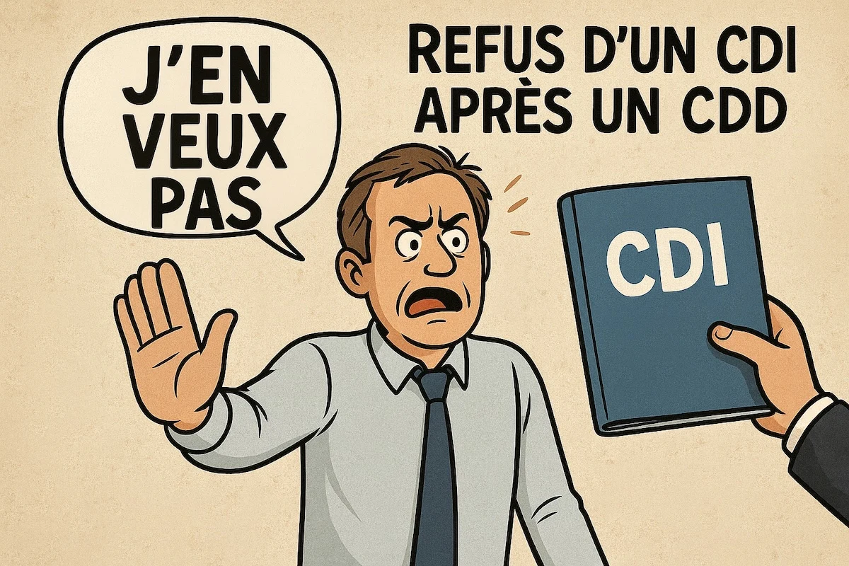 Illustration sarcastique refus CDI après CDD Conseil d’État chômage