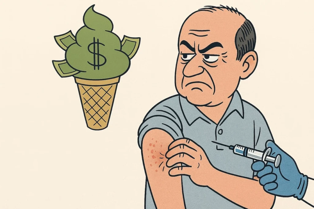 Vaccin contre l’eczéma en France, seringue et bras prêt à l’injection