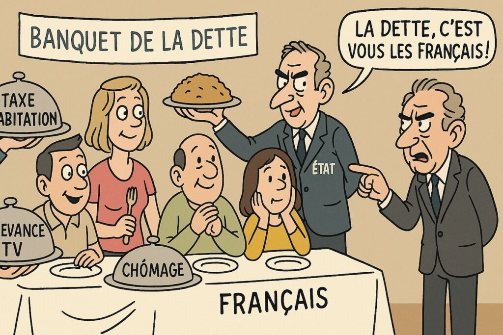 Infographie rappelant les “cadeaux” de l’État aux Français : taxe d’habitation, redevance TV, chômage, heures sup.