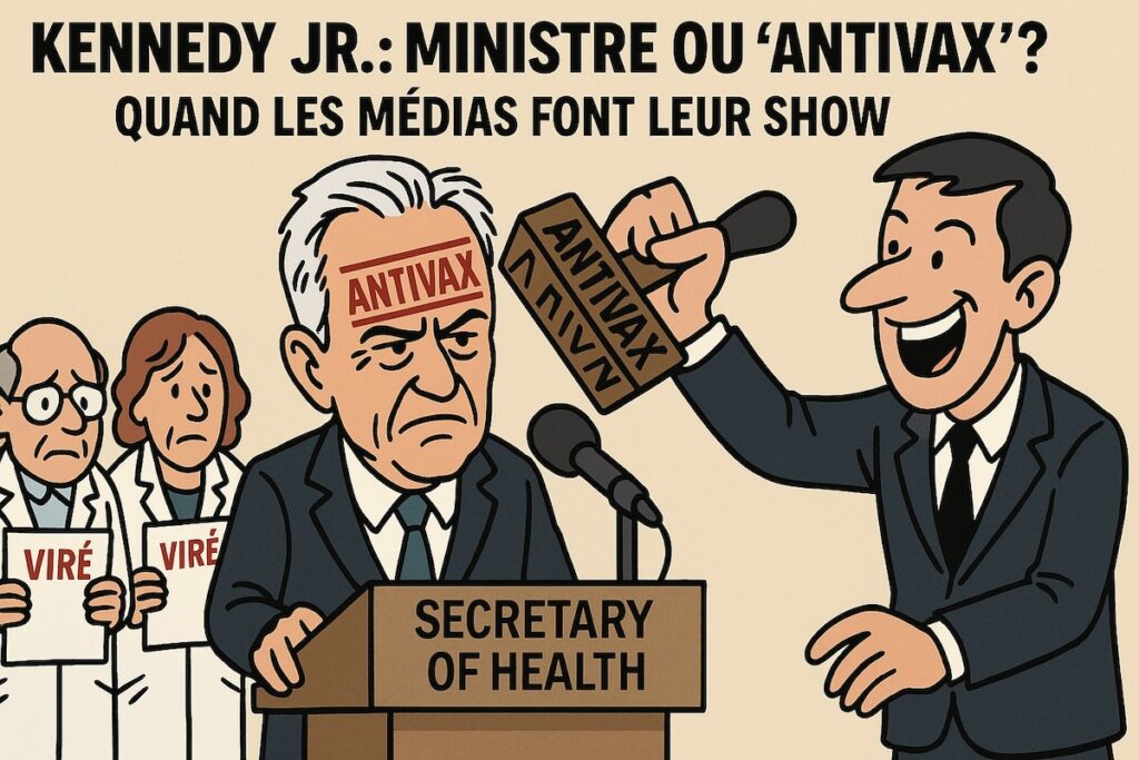 Caricature de Robert Kennedy Jr tamponné « Antivax » par les médias en virant des scientifiques