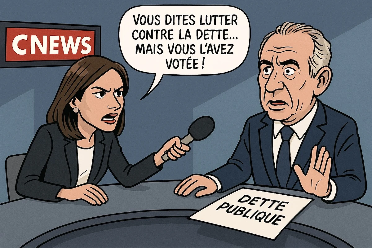 Sonia Mabrouk sur CNews mettant François Bayrou en difficulté sur la dette