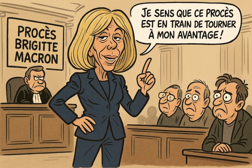 Procès Brigitte Macron, salle d’audience étriquée, public limité, justice politique et absente illustre.