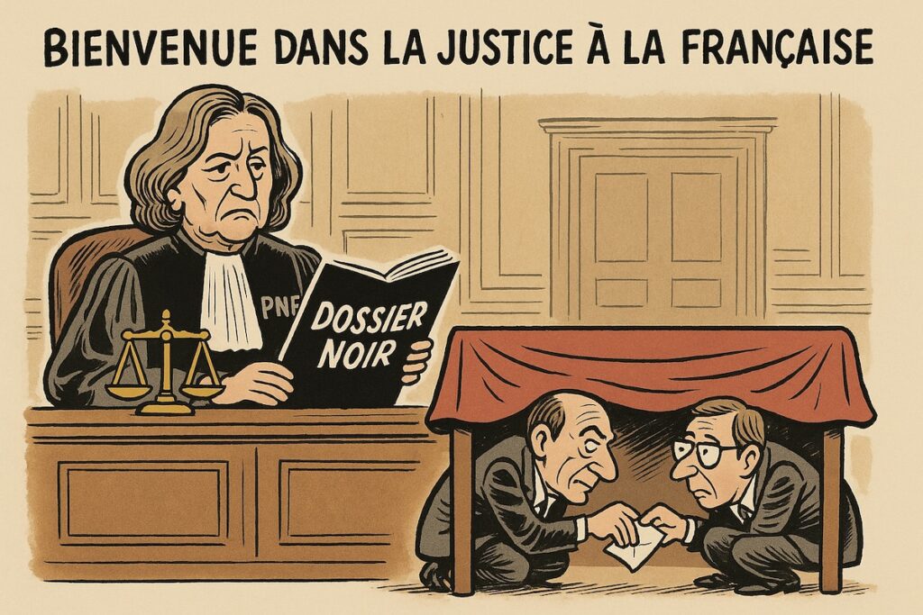 caricature des dessous de table de la justice francaise