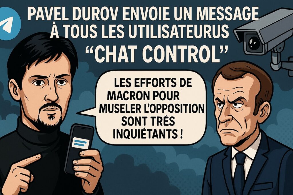 Capture du message Telegram envoyé par Pavel Durov à tous les utilisateurs pour dénoncer le projet Chat Control soutenu par Macron.