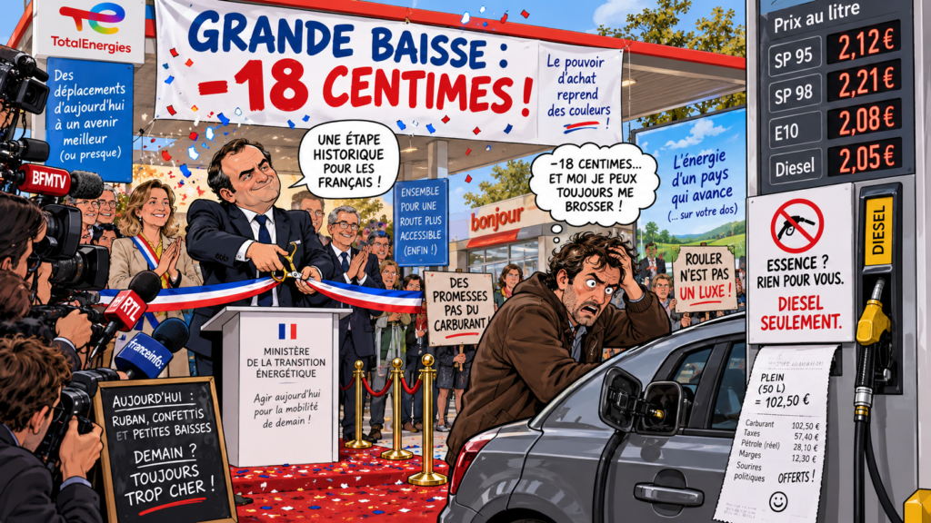 Baisse de prix a la pompe de 12 a 18 cts annoncé par Lecornu