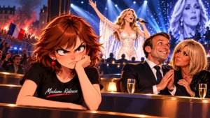 Madame Râleuse ironise sur Emmanuel et Brigitte Macron au concert de Céline Dion, la veille des manifestations du 17 octobre 2026.