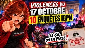 Madame Râleuse réagit aux dix enquêtes IGPN après les manifestations du 17 octobre et aux violences subies par un street medic.