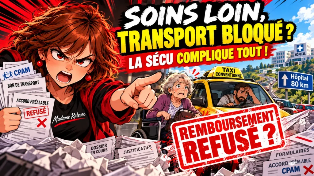 Madame Râleuse dénonce les nouvelles restrictions de remboursement des transports médicaux par la CPAM et les difficultés des patients.